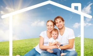 Concept: housing for young families. mother father and child at home